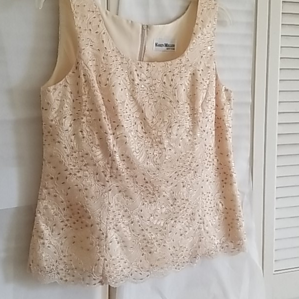 Karen Miller Sequins Champagne Top
